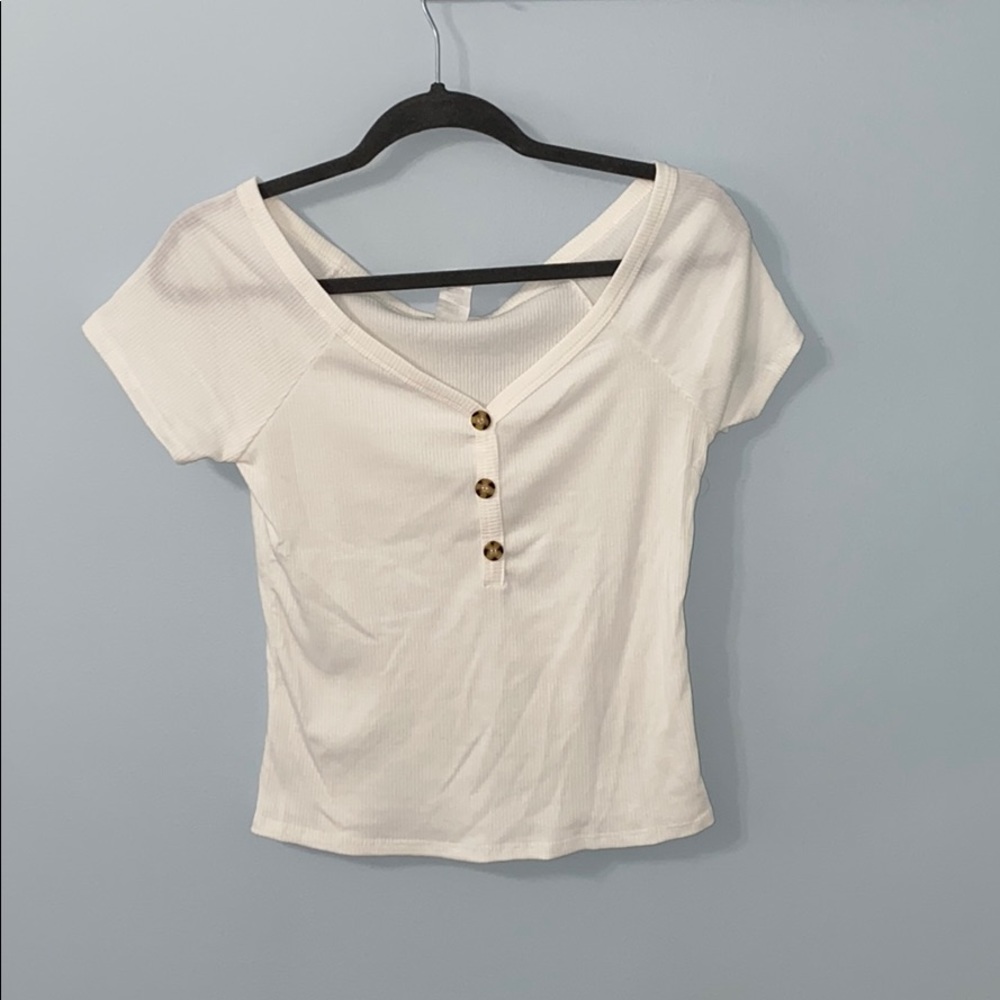 Ribbed off the shoulder top